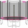 SONGMICS Trampolin mit Sicherheitsnetz, Leiter und gepolsterten Stangen, schwarz-pink, Ø 305 cm