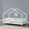 en.casa Kinderbett aus Kiefernholz mit Rausfallschutz und Lattenrost, 80x160 cm, weiß