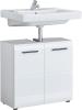 trendteam smart living Badezimmer Waschbeckenunterschrank Unterschrank Skin Gloss, 60 x 56 x 31 cm in Weiß Hochglanz mit Siphonausschnitt