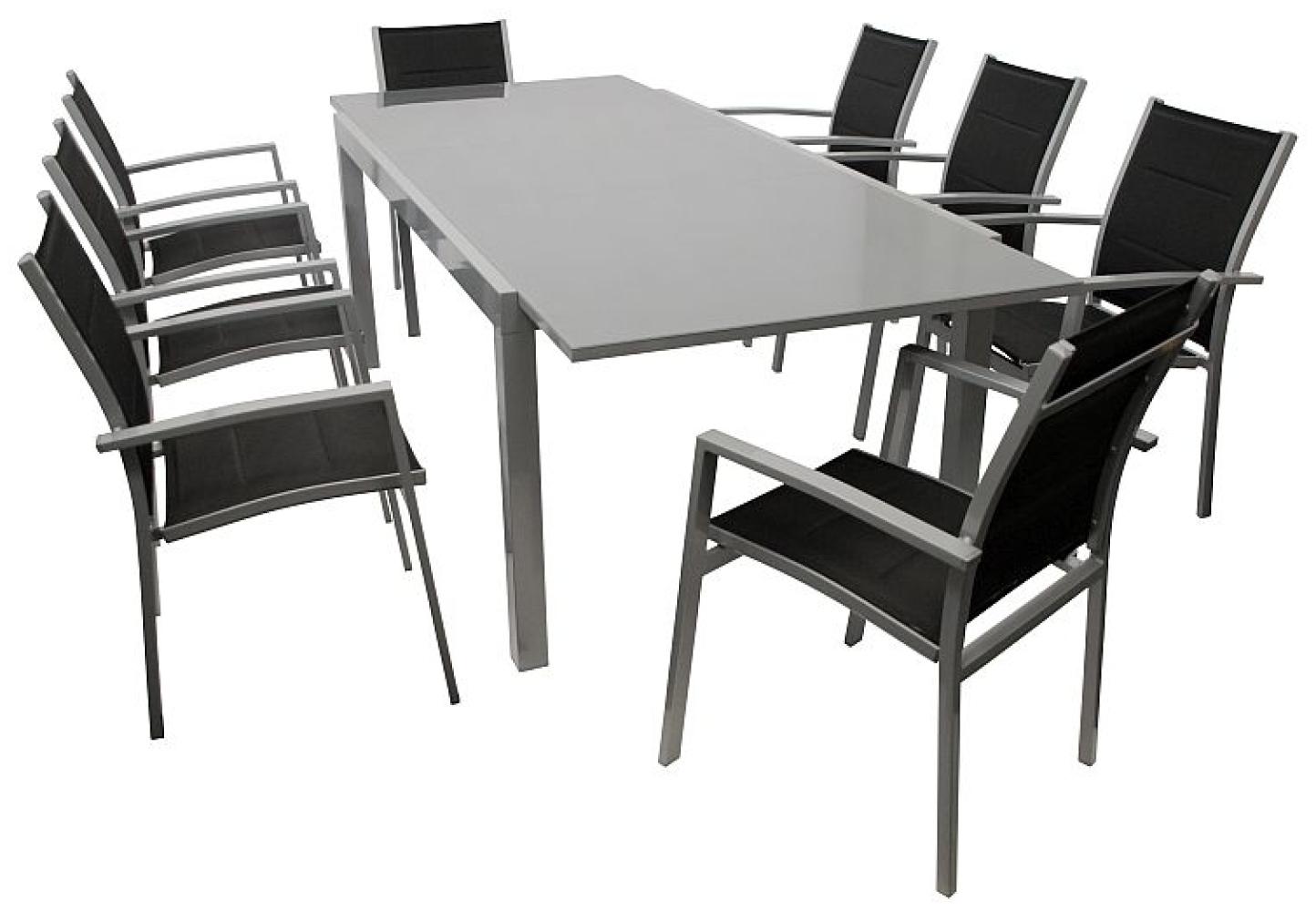 Sitzgruppe Gartengarnitur Tisch Stuhl 9-teilig Alu/Textil schwarz Bild 1