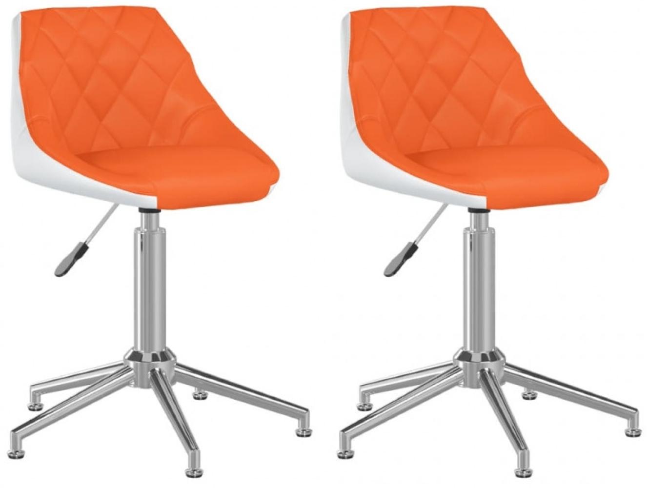 vidaXL Esszimmerstühle 2 Stk. Drehbar Orange und Weiß Kunstleder Bild 1