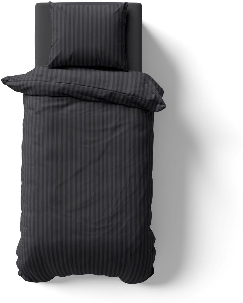 2-tlg Premium Damast Kissenbezug 40x80 cm mit YKK Reißverschluss Garnitur 40x80 cm schwarz Bild 1