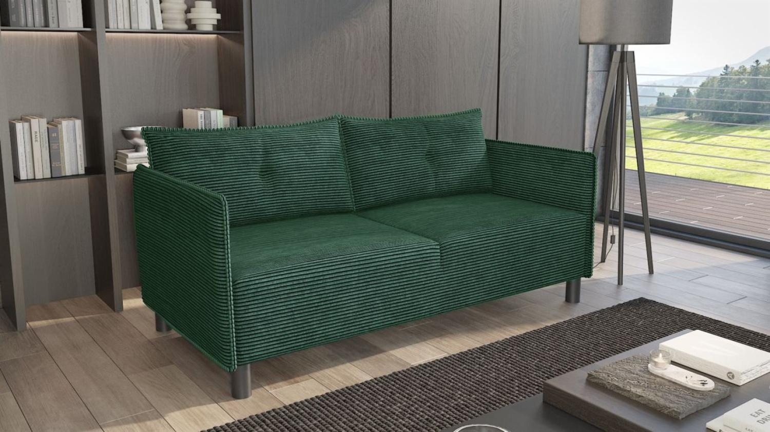 Sofa 3-er Designersofa DECLAN in Stoff Lincoln Grün Bild 1