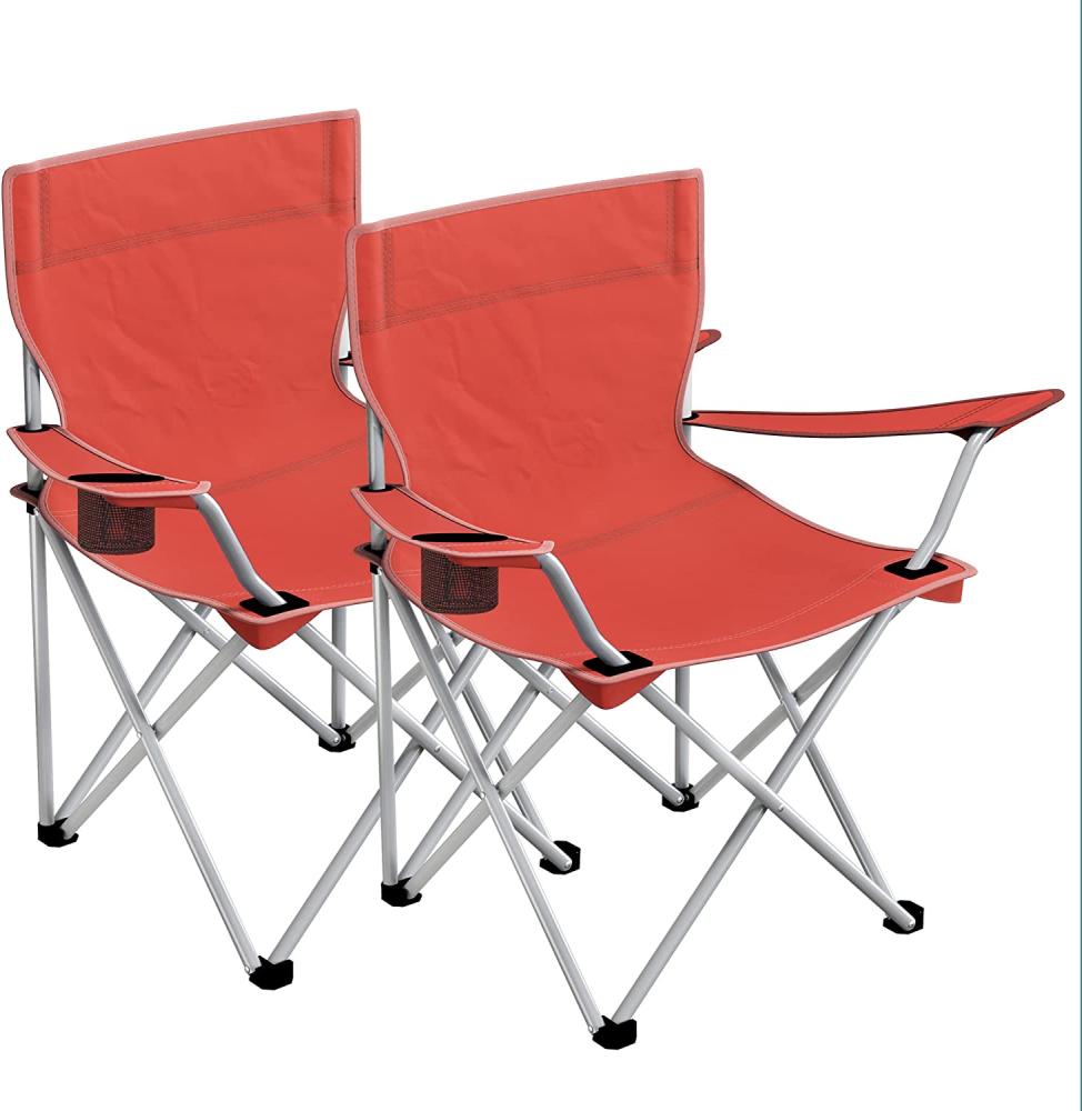 Campingstuhl klappbar, Camping Stuhl, 2er Set, faltbar, bis zu 120 kg belastbar, Rot GCB01RD Bild 1