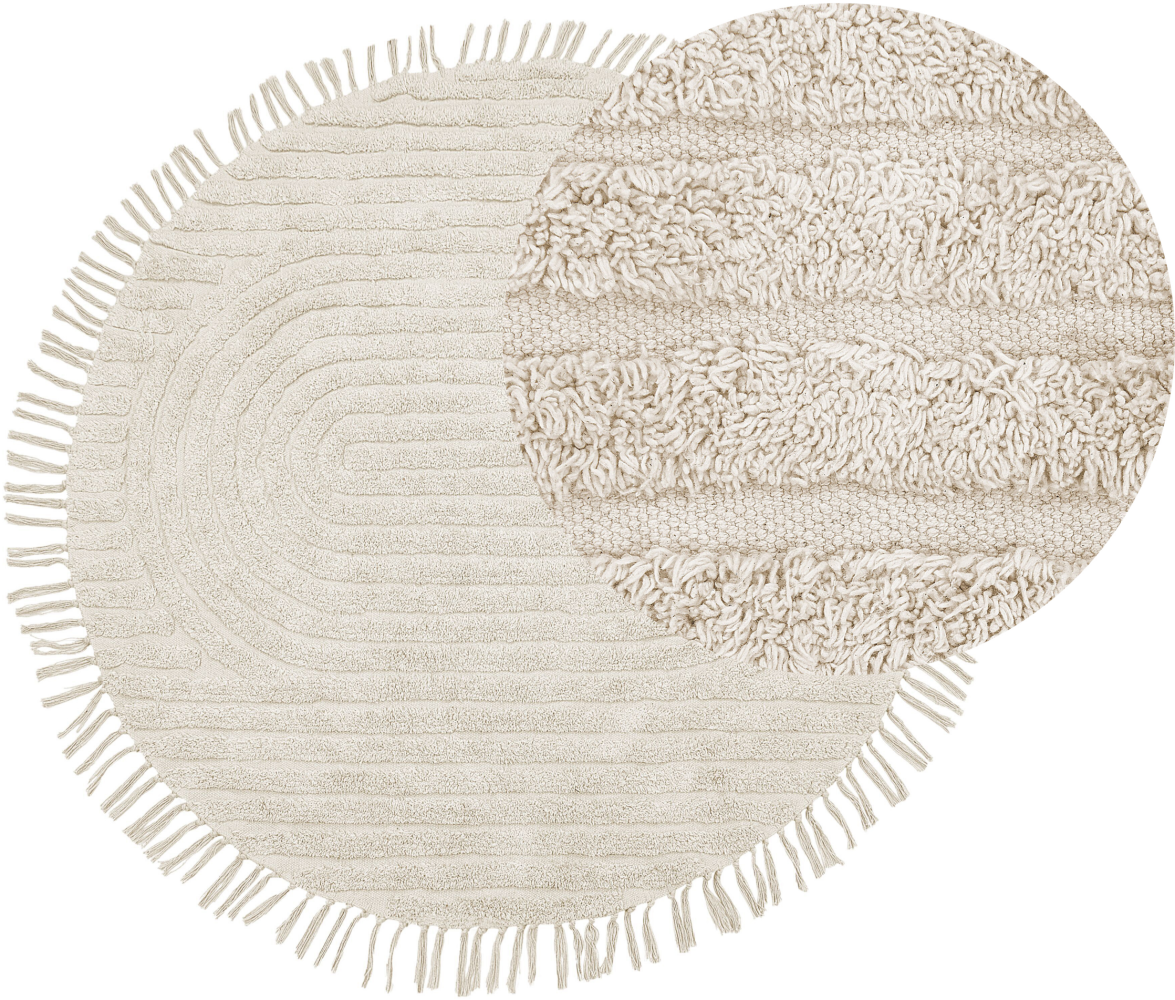 Teppich Baumwolle beige ⌀ 140 cm rund HALFETI Bild 1