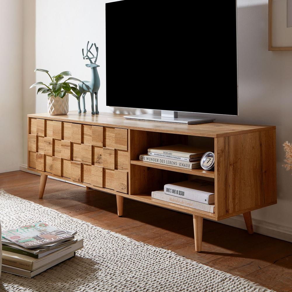 KADIMA DESIGN Eichen-Dekor Lowboard - Modernes TV-Unterschrank Möbel mit Aufbewahrungsfunktion. Bild 1