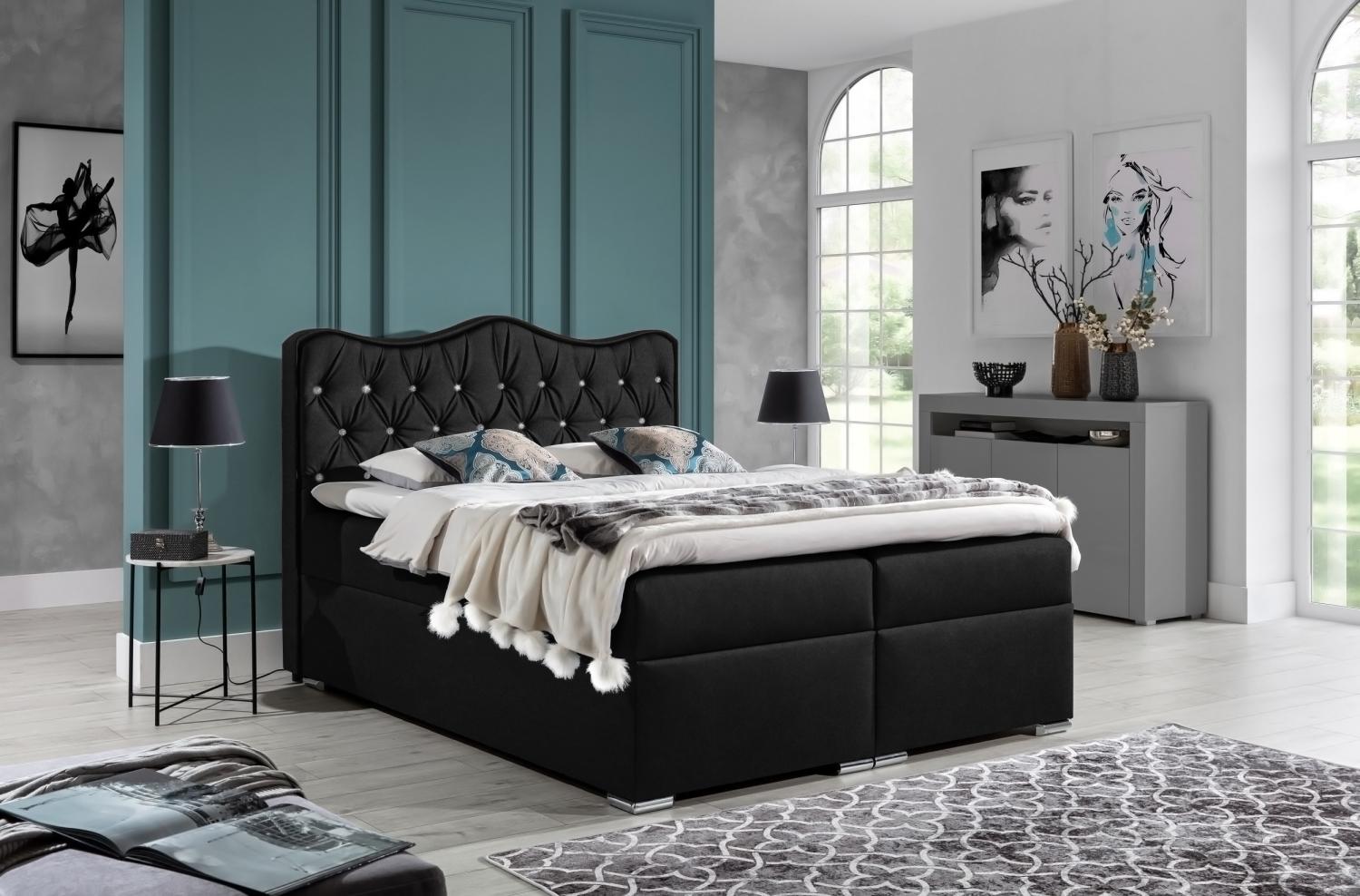 99rooms Figaro Boxspringbett Velours ROYAL VELVET Schwarz 160x200 cm Bild 1