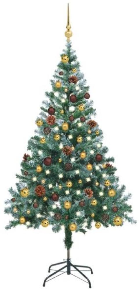 vidaXL Weihnachtsbaum mit Schnee LEDs Kugeln & Zapfen 150 cm Bild 1
