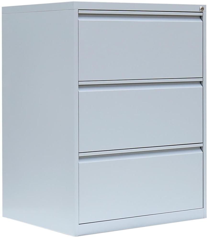 Stahl Büro Hängeregistratur Schrank Bürocontainer 101x76x62cm (HxBxT) mit 3 Schüben doppelbahnig Lichtgrau 561320 Bild 1