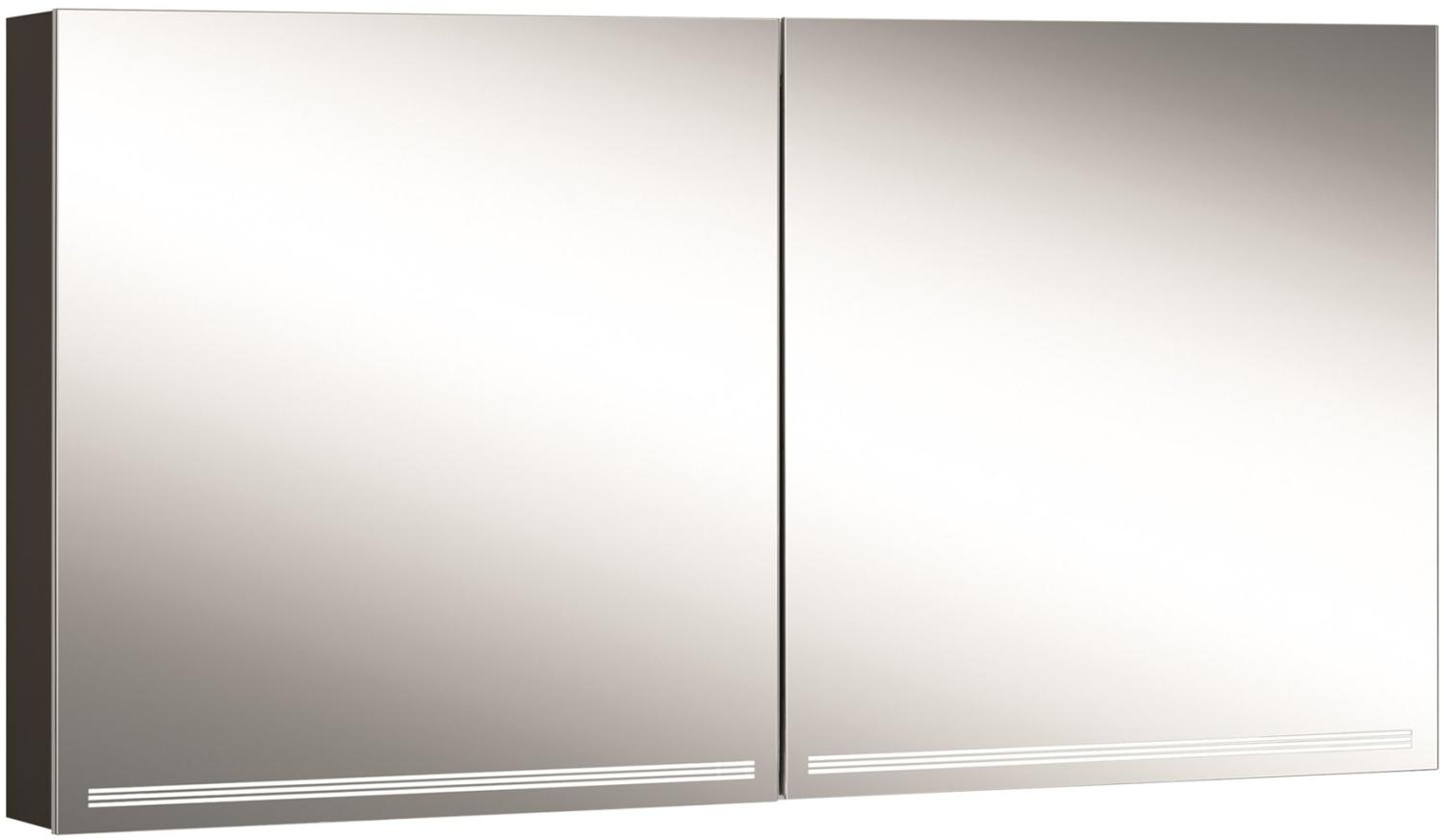 Schneider GRACELINE LED Lichtspiegelschrank, 2 Doppelspiegeltüren, 140x70x12cm, 116. 540, Ausführung: EU-Norm/Korpus schwarz matt - 116. 540. 02. 41 Bild 1