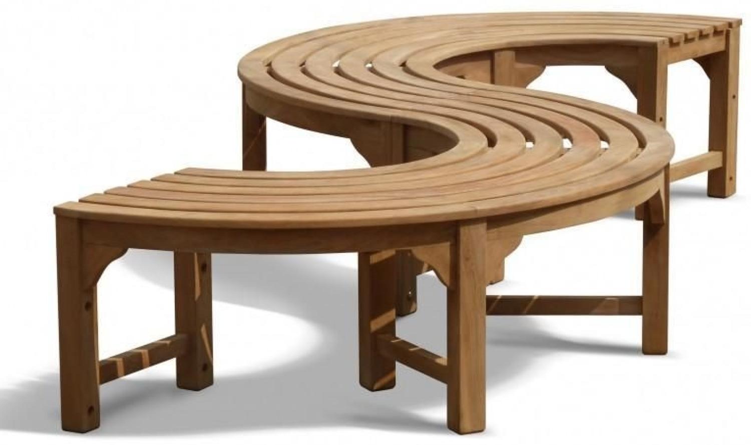 Baumbank Fermo S-Form Teak Massivholz - Außendurchmesser: 180 cm - Modell: 360° Bild 1