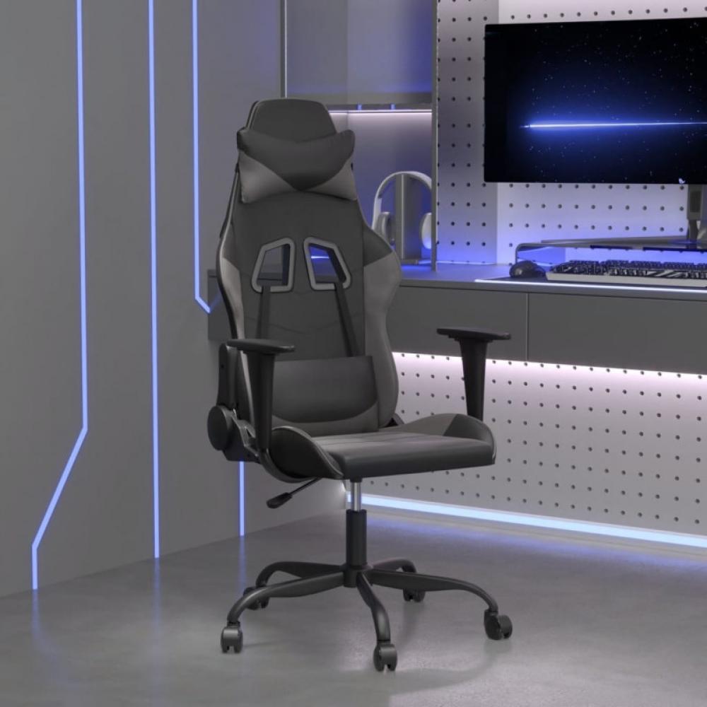 Gaming-Stuhl mit Massagefunktion Schwarz und Grau Kunstleder (Farbe: Grau) Bild 1