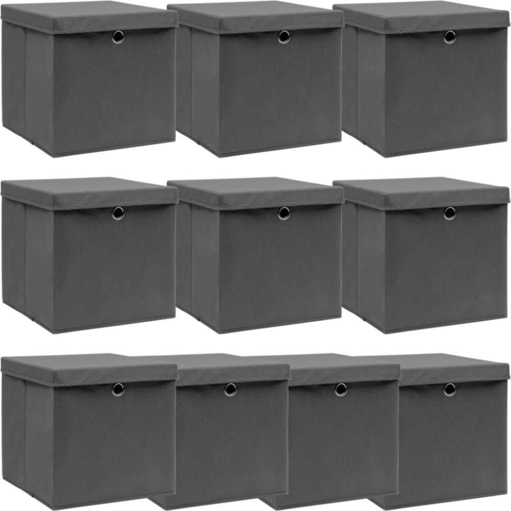 vidaXL Aufbewahrungsboxen mit Deckeln 10 Stk. Grau 32x32x32 cm Stoff Bild 1