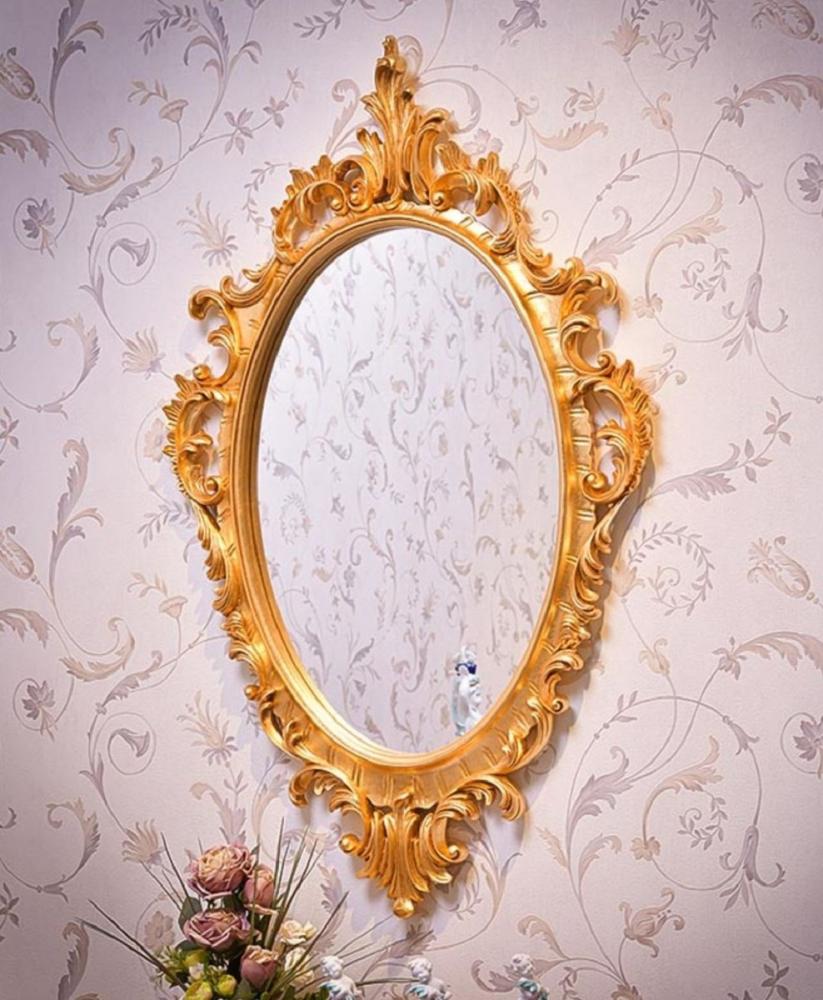 Casa Padrino Luxus Barock Spiegel Gold H. 109 cm - Ovaler Barockstil Wandspiegel - Made in Italy Bild 1
