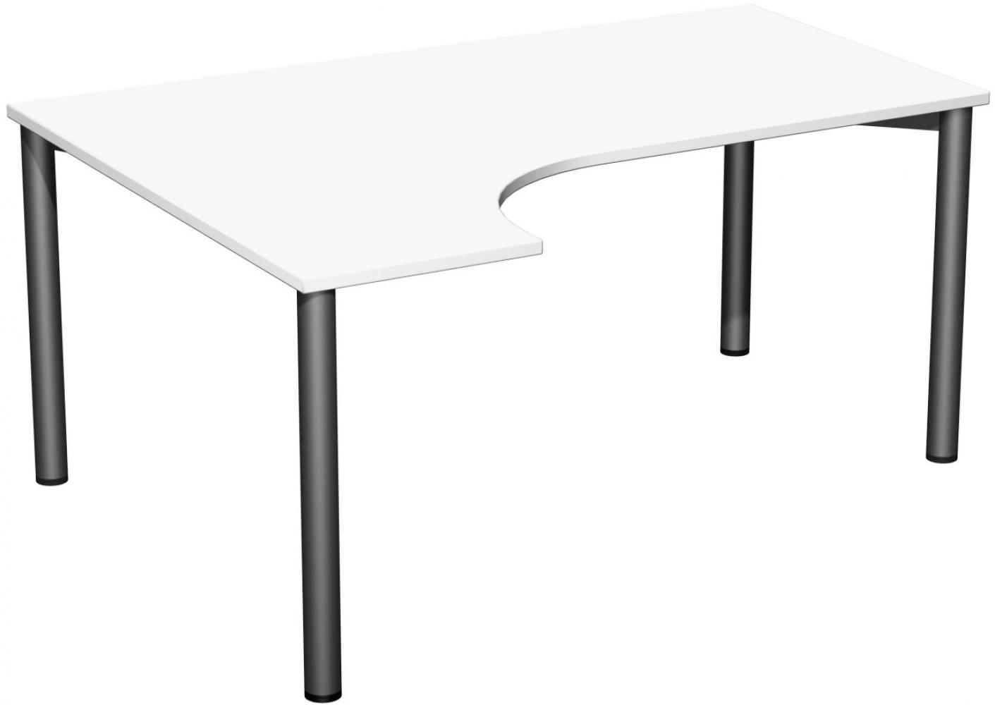 PC-Schreibtisch '4 Fuß Flex' links, 160x120cm, Weiß / Anthrazit Bild 1