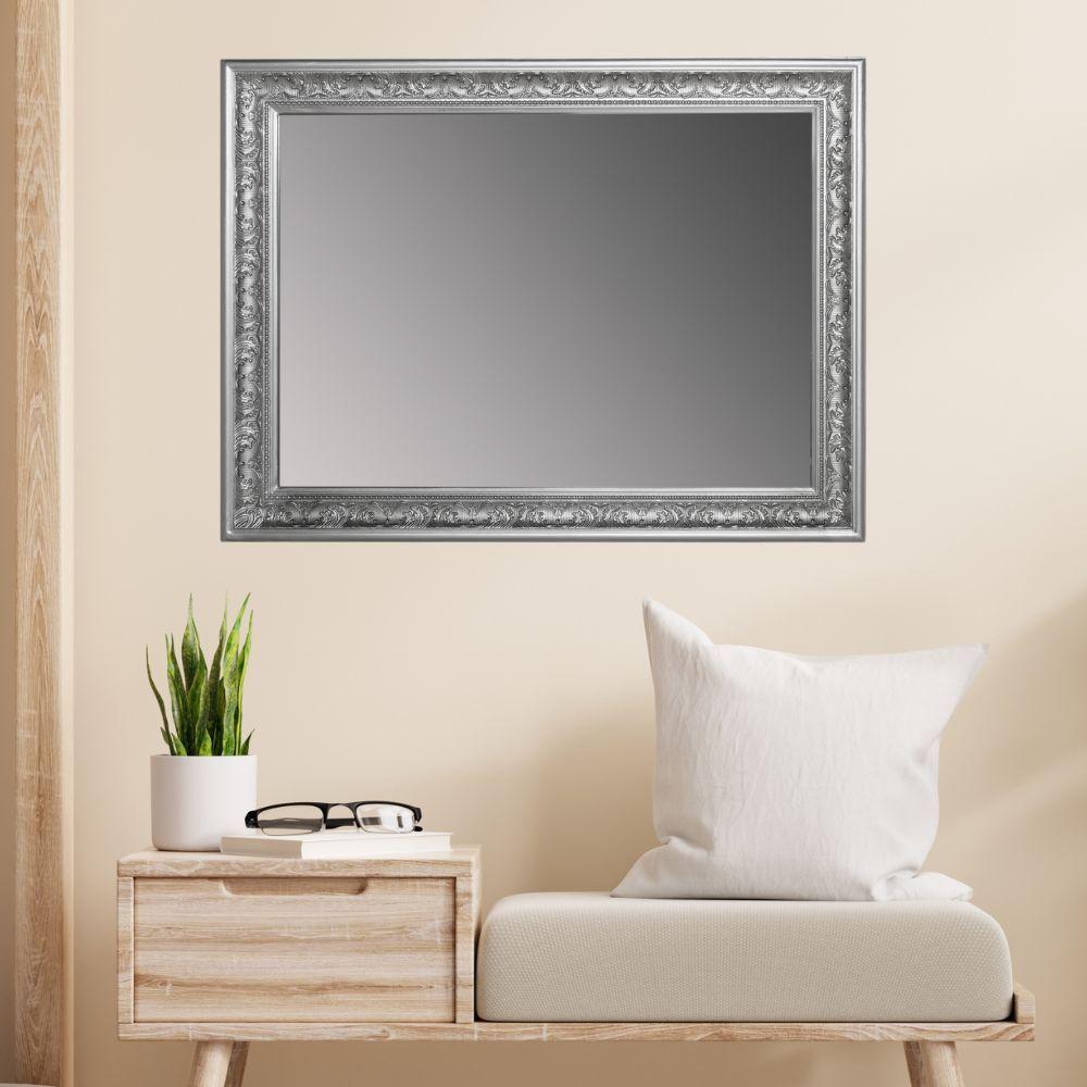 Traumhafter Spiegel FIORAL 82x62cm antik-silber Facette Holzrahmen Bild 1