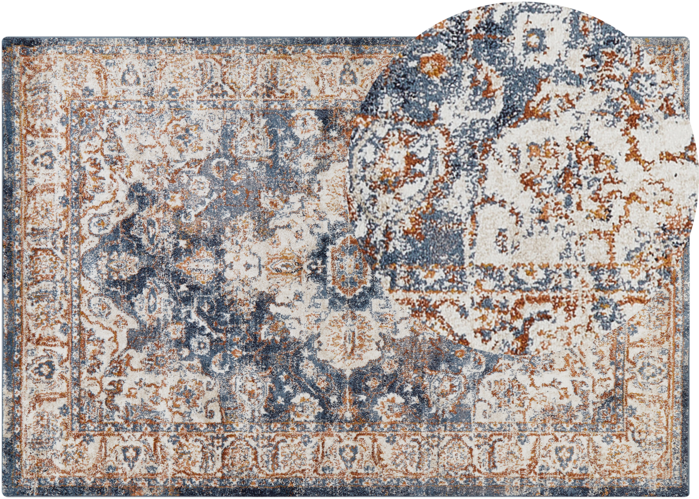 Teppich beige blau 200 x 300 cm orientalisches Muster Kurzflor DVIN Bild 1