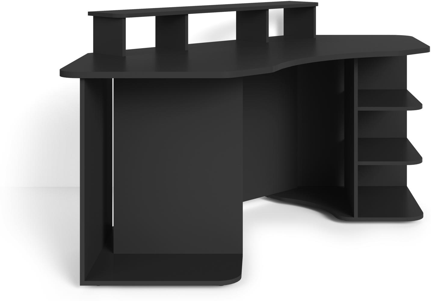 byLIVING Schreibtisch THANATOS / Gaming-Tisch in Schwarz / Eck-Schreibtisch mit viel Stauraum und XXL Tischplatte / Computer-Tisch / mit Aufsatz / 198x76x85cm (BxHxT) Bild 1