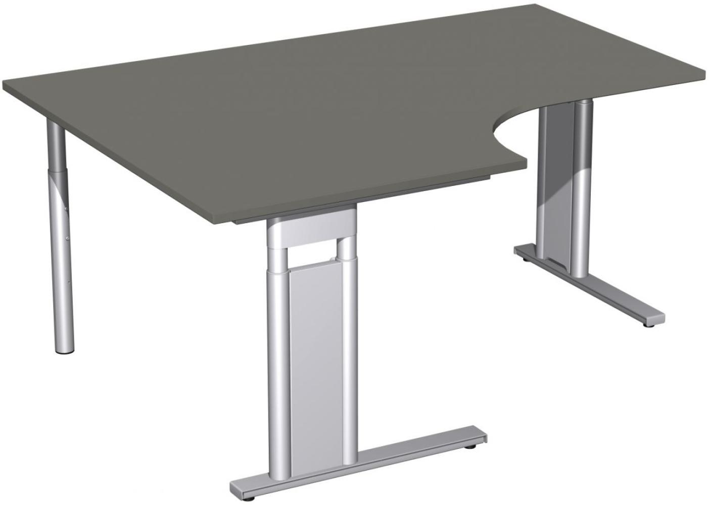 PC-Schreibtisch 'C Fuß Pro' links, höhenverstellbar, 160x120cm, Graphit / Silber Bild 1