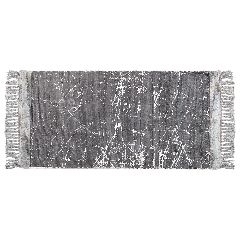 Teppich Viskose grau 80 x 150 cm cm abstraktes Muster Kurzflor HANLI Bild 1