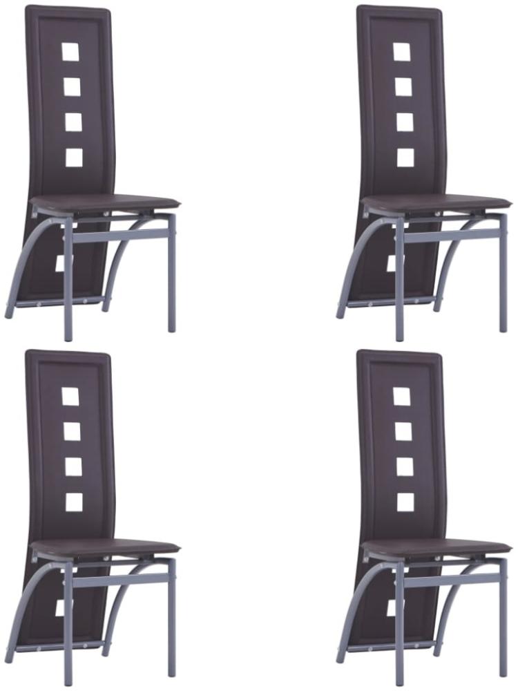 Sets Esszimmerstühle mit Lehne bis zum Boden und Löchern, Kunstleder, 4 Stühle Braun Bild 1