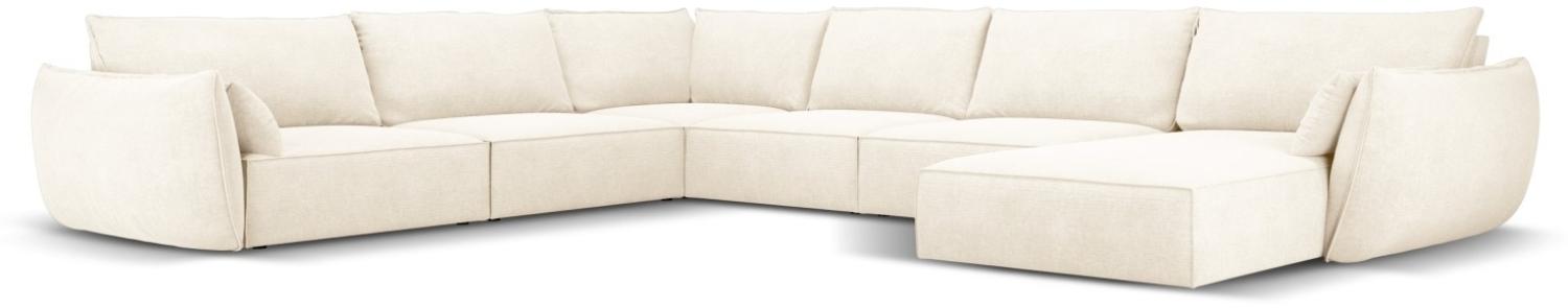 Micadoni 8-Sitzer Panorama Ecke links Sofa Kaelle | Bezug Light Beige | Beinfarbe Black Plastic Bild 1