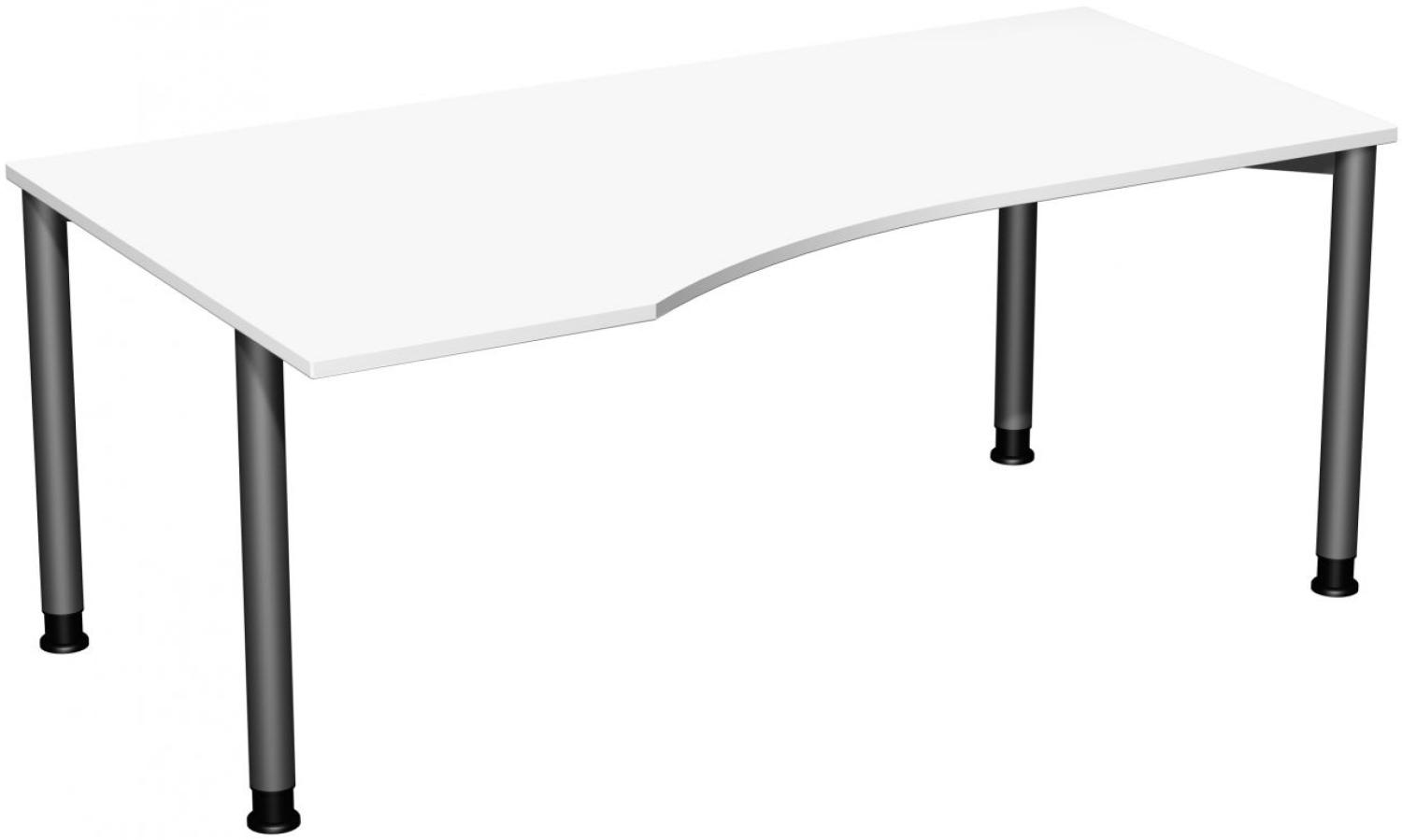 PC-Schreibtisch '4 Fuß Flex' links, höhenverstellbar, 180x100cm, Weiß / Anthrazit Bild 1