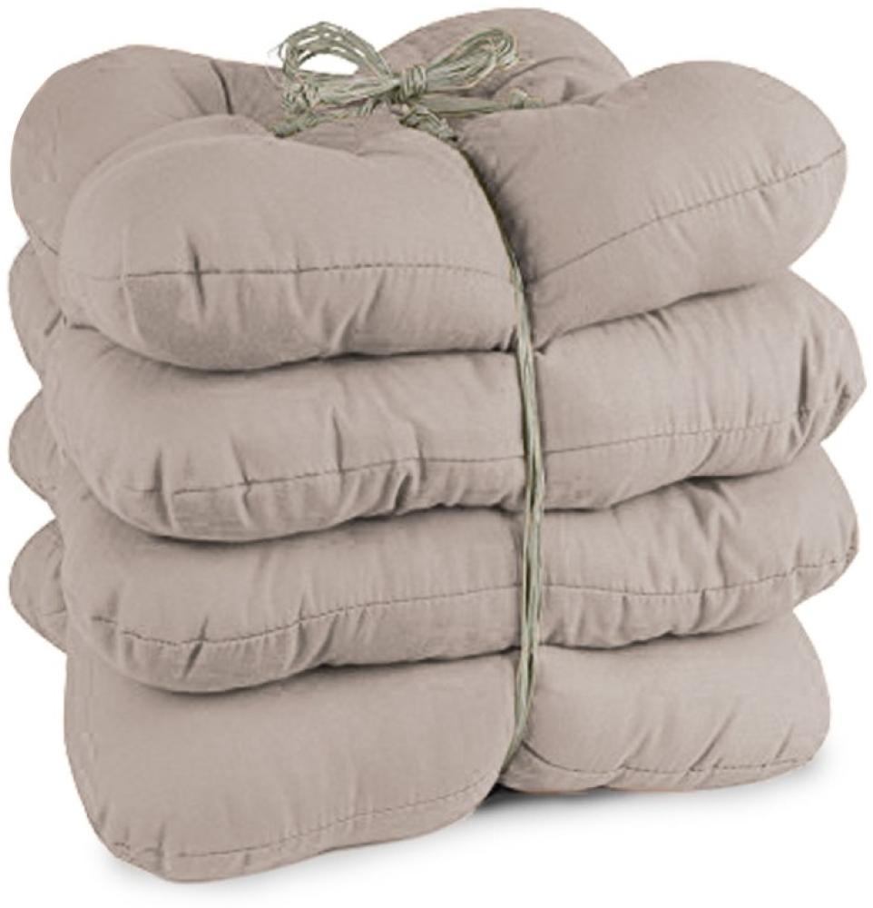 Bertels 4er Pack Stuhlkissen Rib Canvas Taupe Bild 1