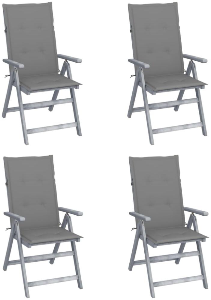 vidaXL Verstellbare Gartenstühle 4 Stk. mit Auflagen Massivholz Akazie Bild 1