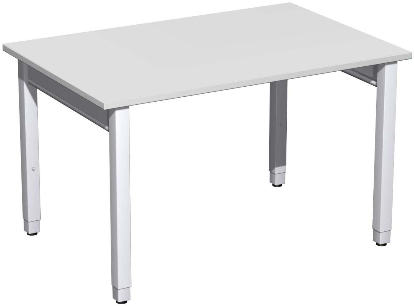 Schreibtisch '4 Fuß Pro Quadrat' höhenverstellbar, 120x80x68-86cm, Lichtgrau / Silber Bild 1