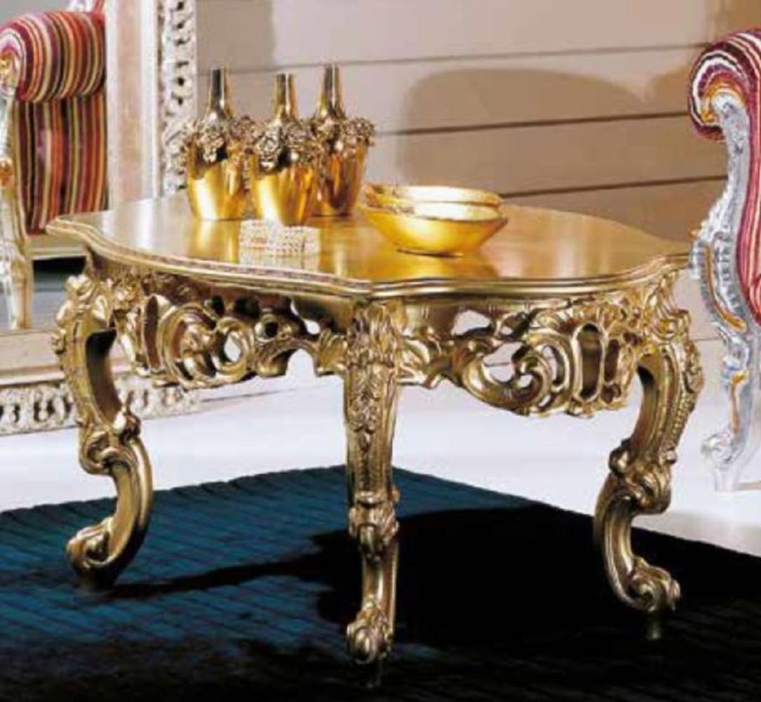 Casa Padrino Luxus Barock Couchtisch Gold - Prunkvoller Massivholz Wohnzimmertisch im Barockstil - Barock Möbel - Barock Interior - Edel & Prunkvoll - Luxus Qualität - Made in Italy Bild 1