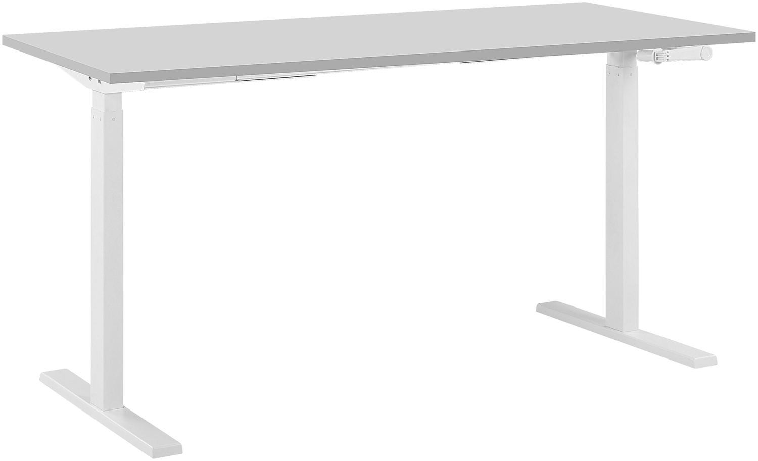 Schreibtisch manuell höhenverstellbar, Spanplatte Grau/ Weiß,76-116 x 130 x 72 cm Bild 1