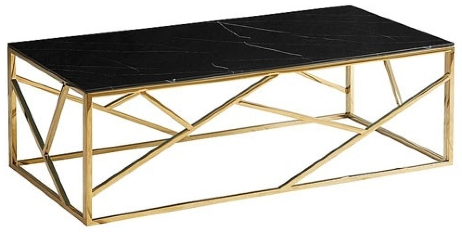 Couchtisch Glastisch Escada A 120x60x40cm Marmor schwarz Gold Bild 1