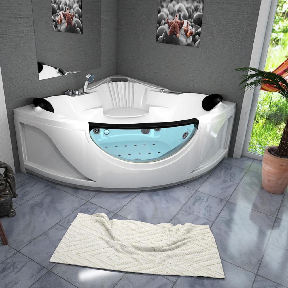 Whirlpool Vollausstattung Pool Badewanne Eckwanne Wanne W25H-TH 150x150cm mit Heizung Bild 1