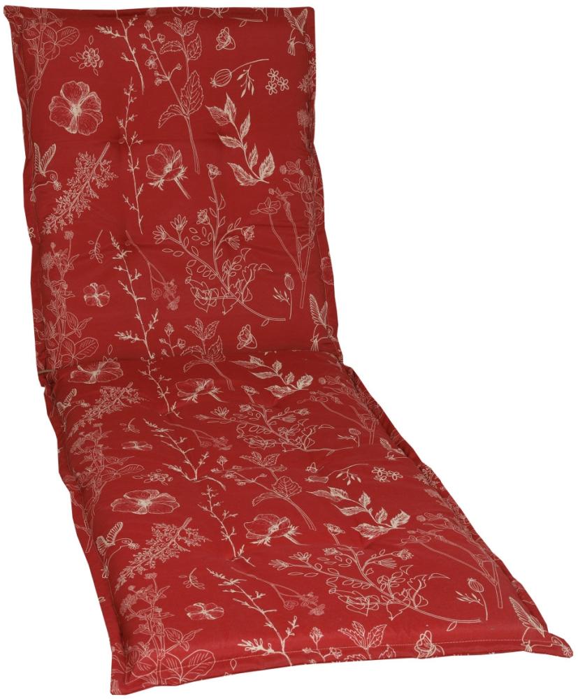 GO-DE Rollliegen-Auflage 60 cm x 190 cm x 6 cm, rot, Blumen/Stengel rot Bild 1
