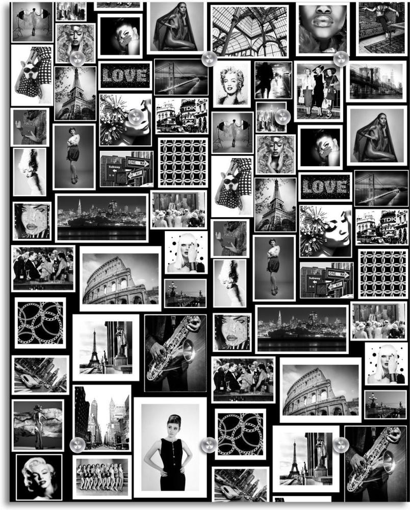 Queence Garderobe - "Wall Of Fame" Druck auf hochwertigem Arcylglas inkl. Edelstahlhaken und Aufhängung, Format: 100x120cm Bild 1