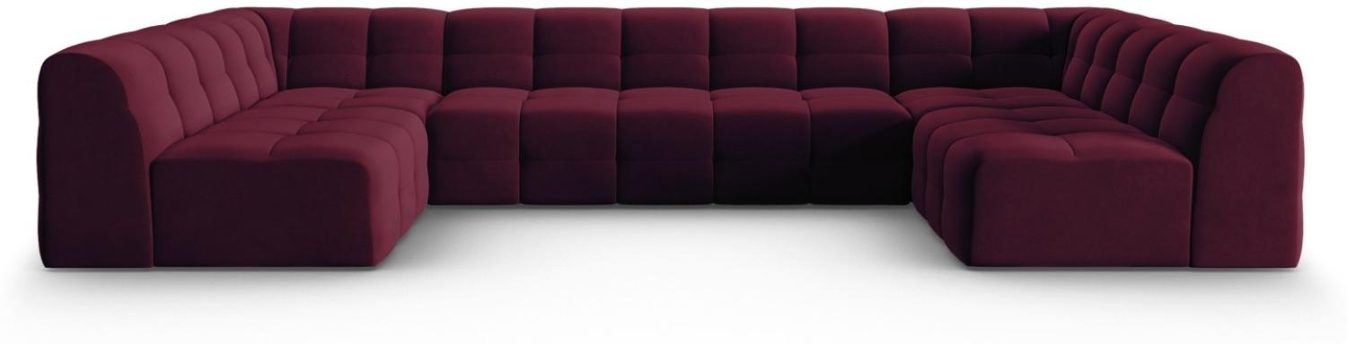 Micadoni 7-Sitzer Samtstoff Panorama Sofa Kendal | Bezug Purple | Beinfarbe Black Beech Wood Bild 1