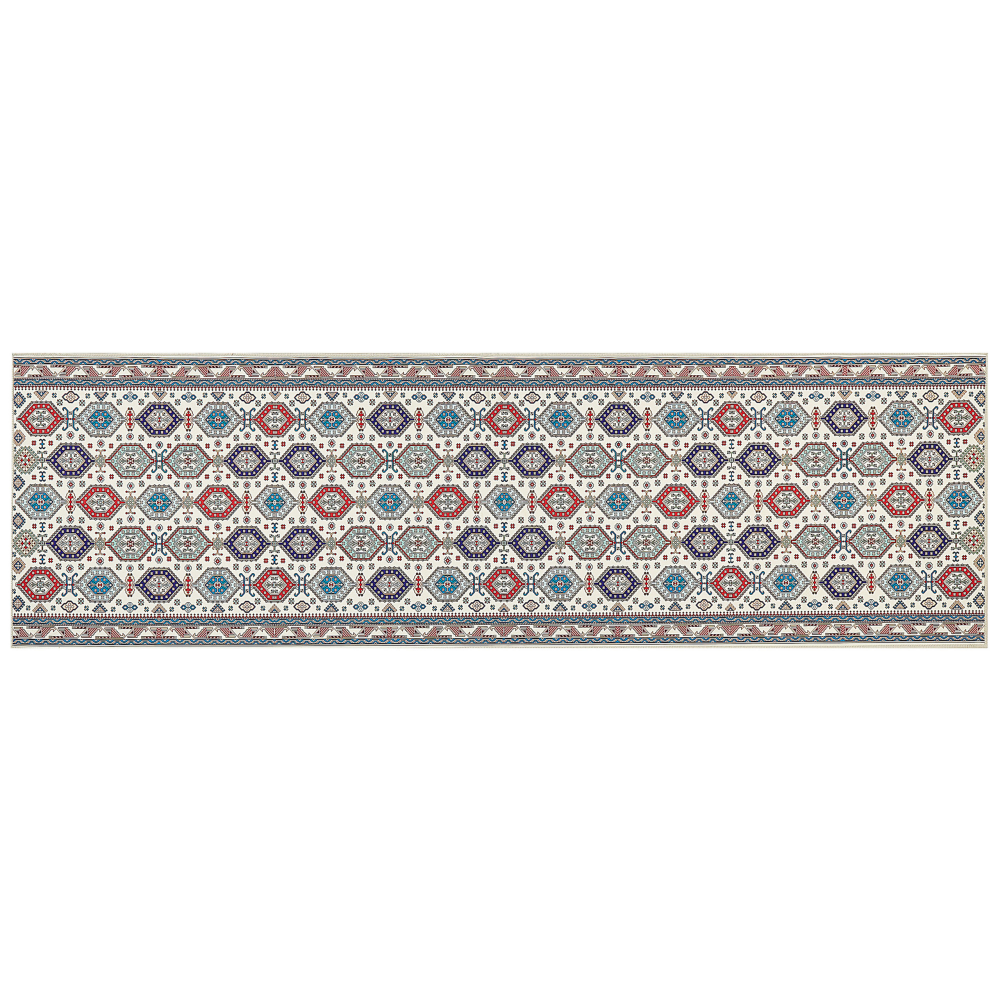 Teppich mehrfarbig 60 x 200 cm orientalisches Muster Kurzflor HACILAR Bild 1