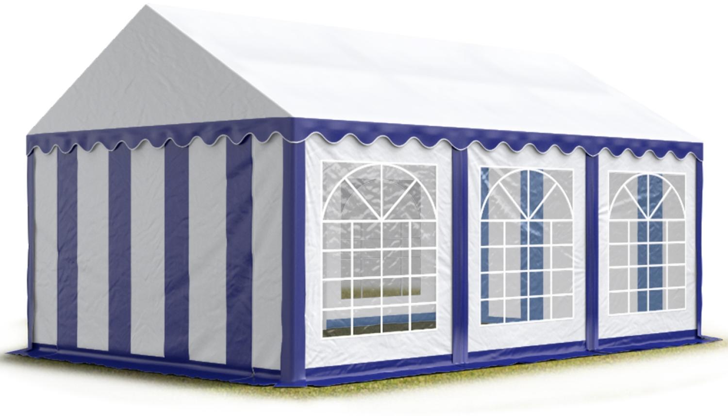 TOOLPORT Party-Zelt Festzelt 4x6 m Garten-Pavillon -Zelt PVC Plane 700 N in blau-weiß Wasserdicht Bild 1