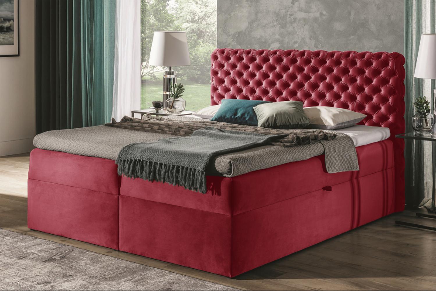 Stylefy 'Angelo' Boxspringbett, Velours Bordeaux 120 x 200 cm Bild 1