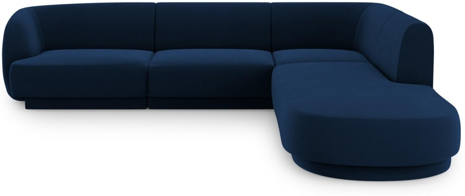 Micadoni 6-Sitzer Samtstoff Ecke rechts Sofa Miley | Bezug Royal Blue | Beinfarbe Black Plastic Bild 1