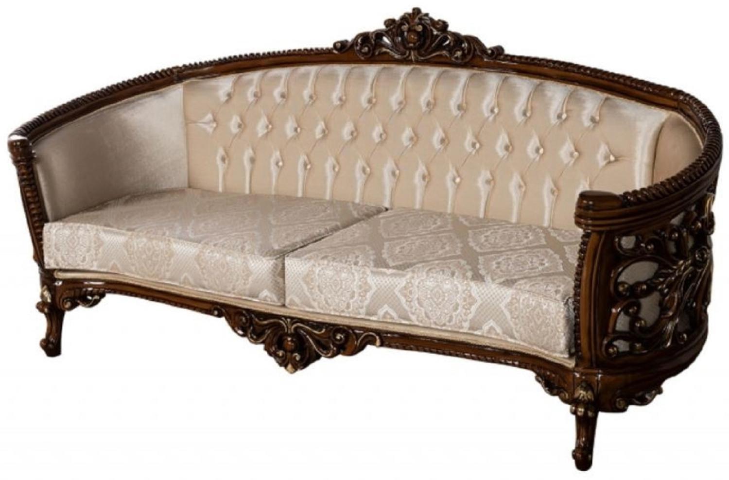 Casa Padrino Luxus Barock Sofa Beige / Braun / Gold - Prunkvolles Wohnzimmer Sofa mit elegantem Muster - Barock Wohnzimmer Möbel Bild 1