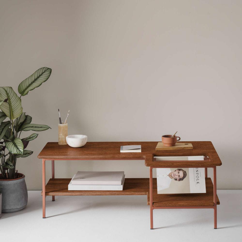 Cube Living Room Table Buchenholz /Gestell Kupfer Bild 1