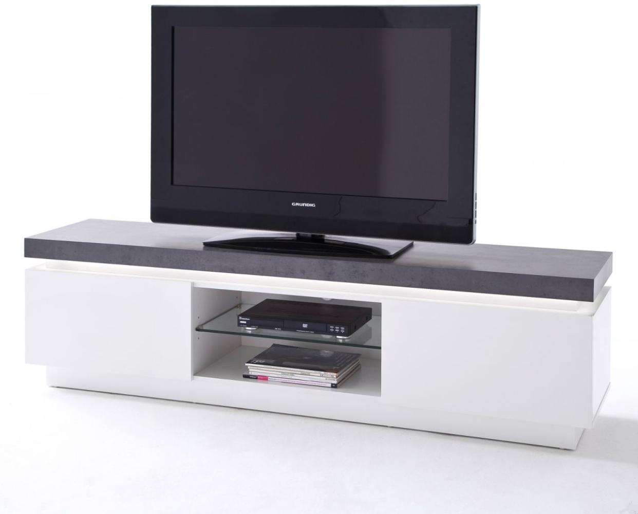 TV-Lowboard matt weiß und Stone Design 175 cm Bild 1