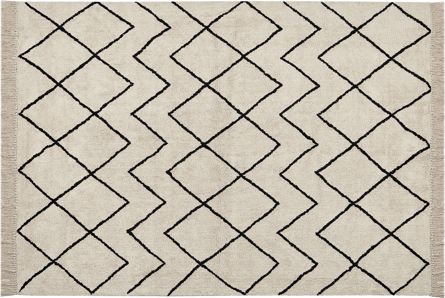 Teppich Baumwolle beige schwarz 160 x 230 cm geometrisches Muster Kurzflor ELDES Bild 1