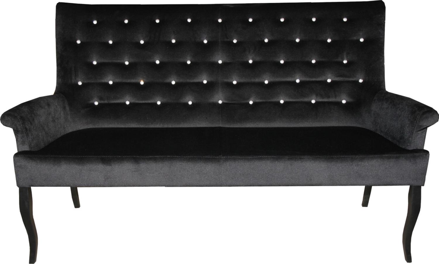 Casa Padrino Chesterfield Sitzbank / Sofa mit Bling Bling Glitzersteinen Schwarz B 180 cm, H 100 cm, T 67 cm - Esszimmer Bank - Limited Edition Bild 1