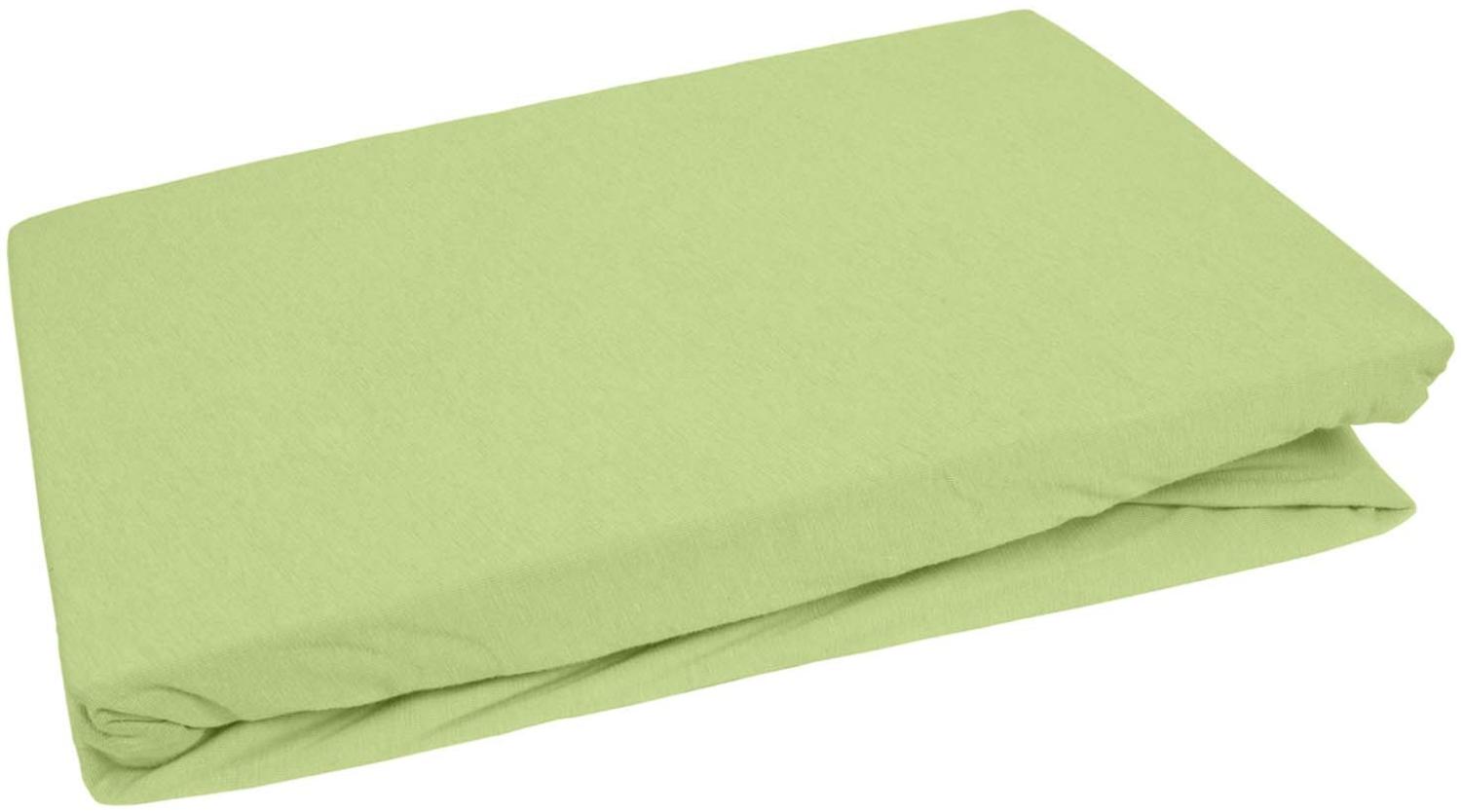 Bettwaesche-mit-Stil Jersey Spannbettlaken frühlings grün 180 – 200 x200cm Höhe bis 20cm Bild 1