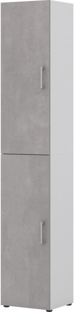 Aktenschrank VI - zweitürig, 6 Fächer - Weiß/Beton Bild 1