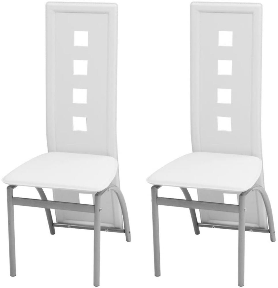vidaXL Esszimmerstühle 2 Stk. Weiß Kunstleder [243646] Bild 1