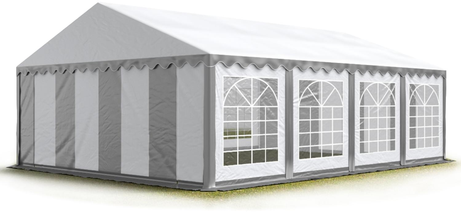 TOOLPORT Party-Zelt Festzelt 4x8 m Garten-Pavillon -Zelt PVC Plane 700 N in grau-weiß Wasserdicht Bild 1